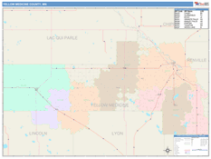 Yellow Medicine County, MN Digital Map Color Cast Style